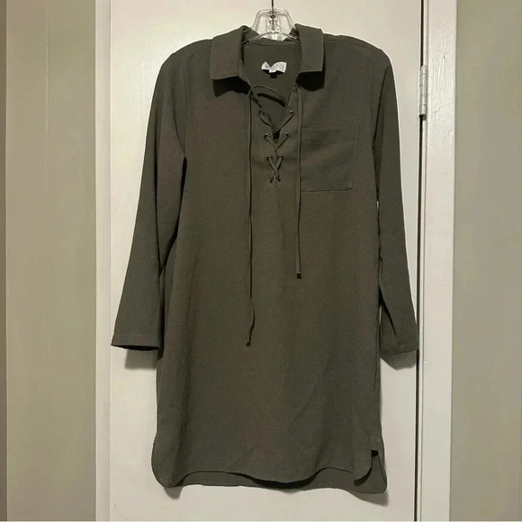 Mud Pie Kinsley Lace Up Dress Olive size S - Picture 5 of 8